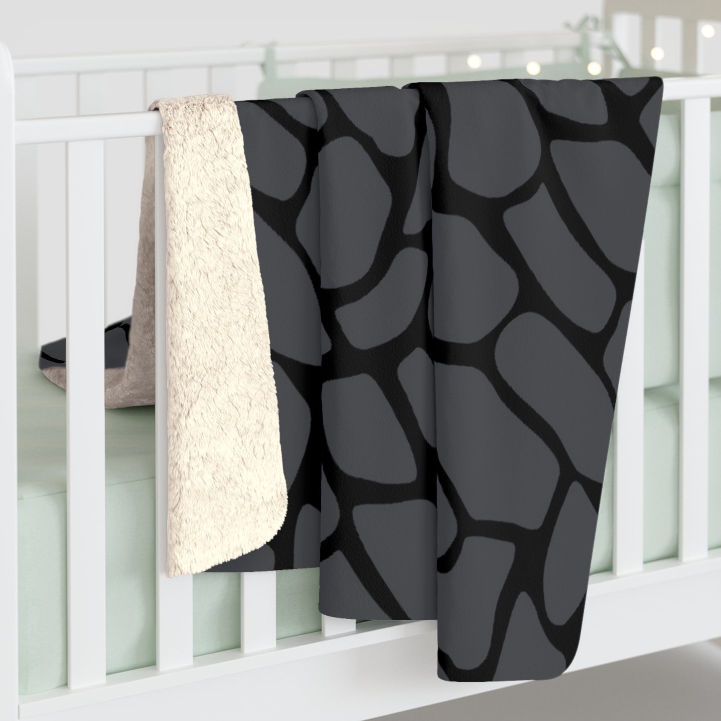 Dark Grey Snake Skin Sherpa Fleece Blanket