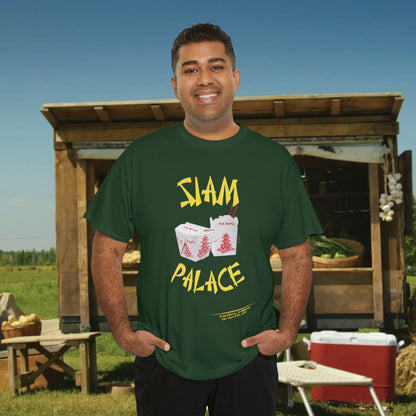 "DirkyThreadz Siam Palace T-Shirt - Bold Takeout Graphic Design in Black Cotton"