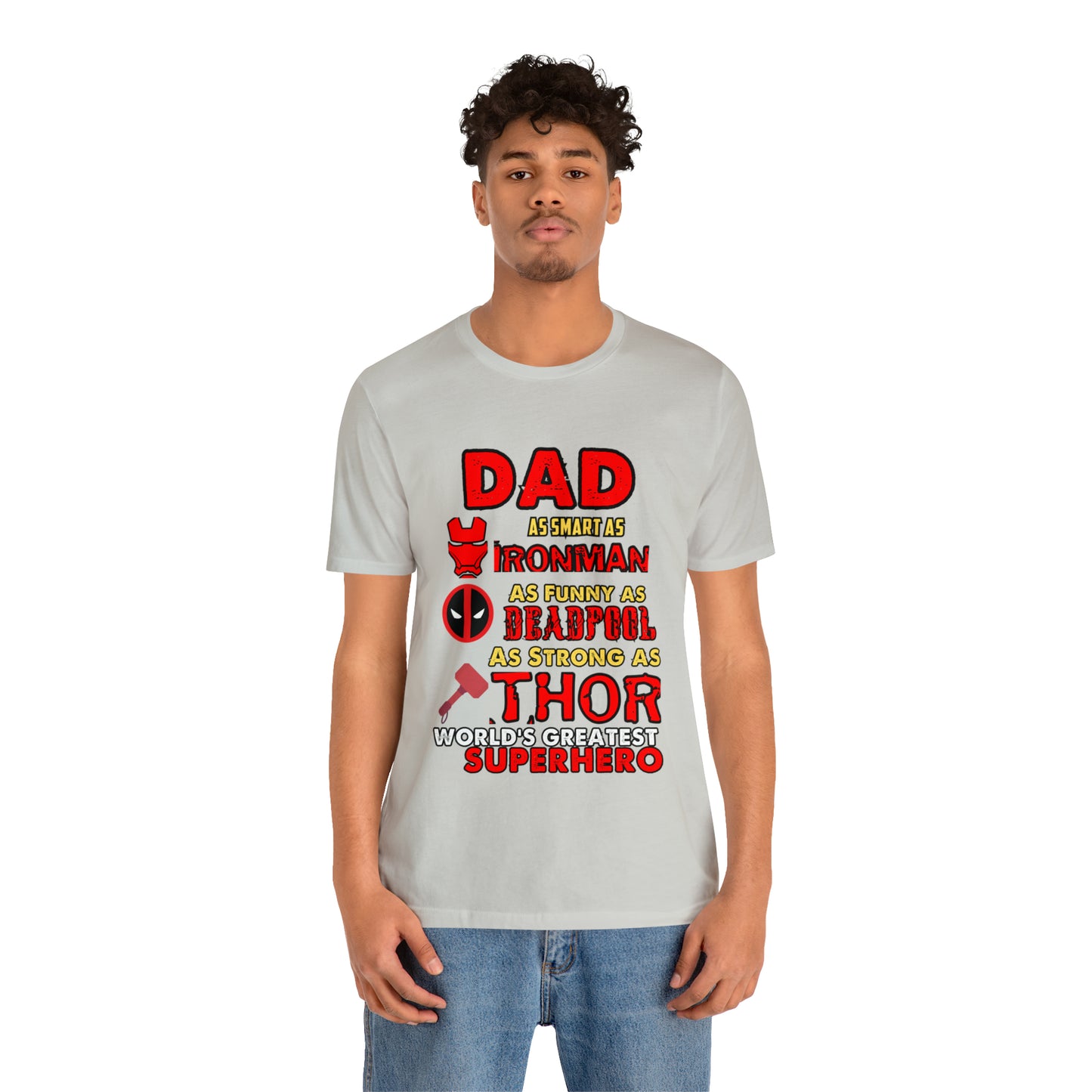 Dad World's Greatest Superhero Unisex Jersey Short Sleeve Tee