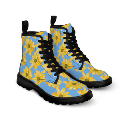 Flower Print Women's Canvas Boots