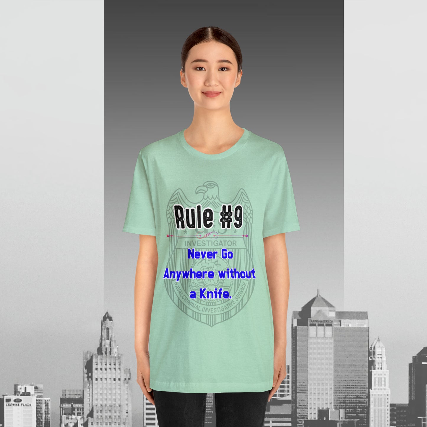 Rules of Gibbs #9 Never go anywhere without a Knife. Unisex Jersey Short Sleeve Tee