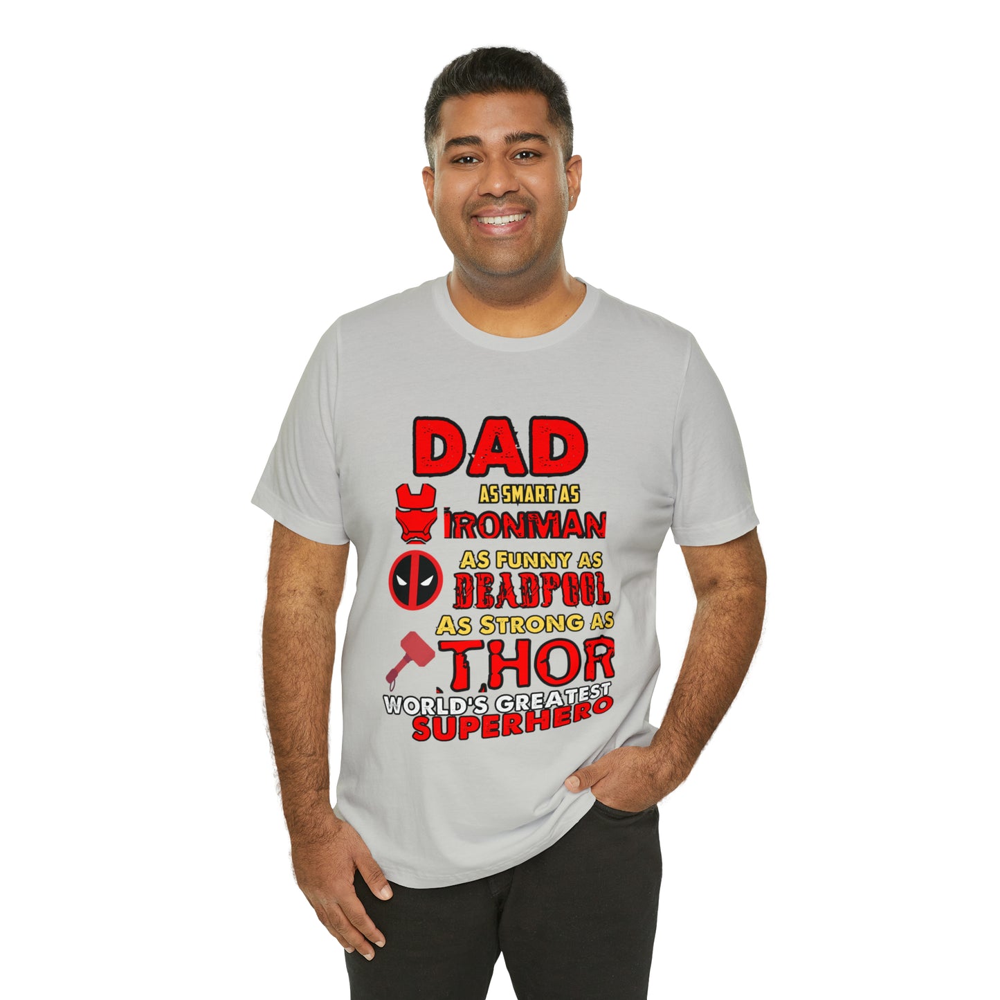 Dad World's Greatest Superhero Unisex Jersey Short Sleeve Tee