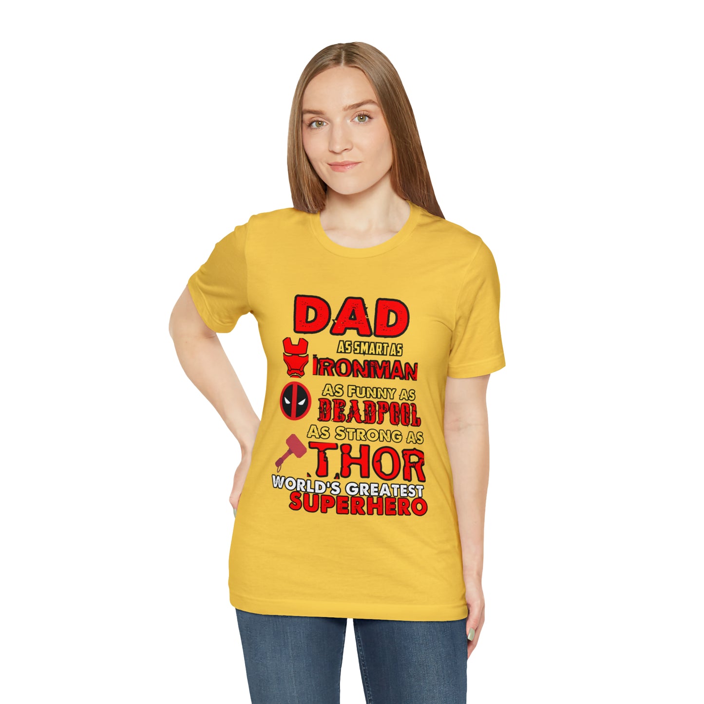 Dad World's Greatest Superhero Unisex Jersey Short Sleeve Tee