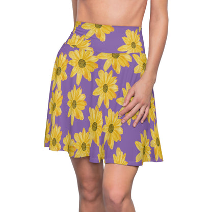 Flower Print Women's Skater Skirt (AOP)