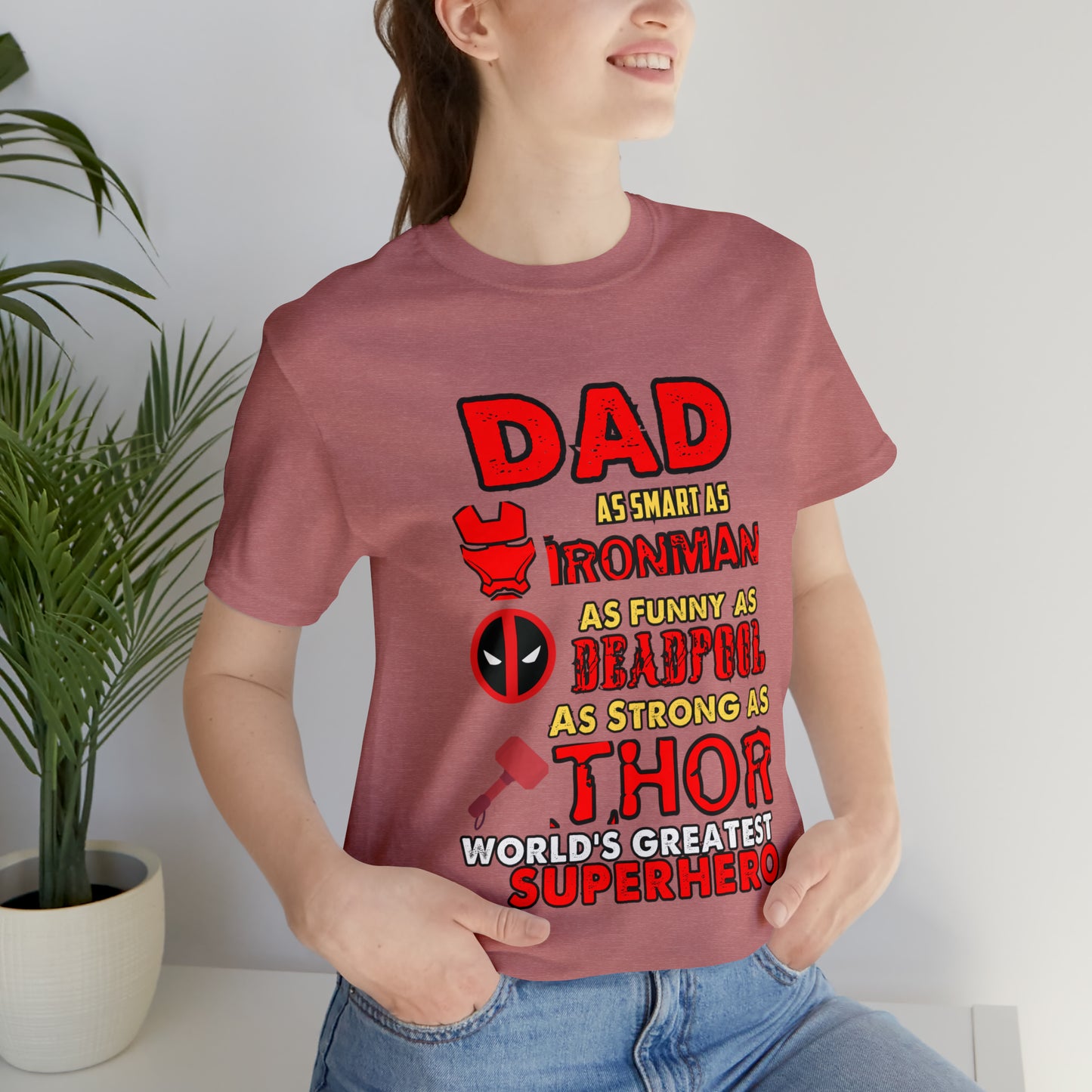 Dad World's Greatest Superhero Unisex Jersey Short Sleeve Tee