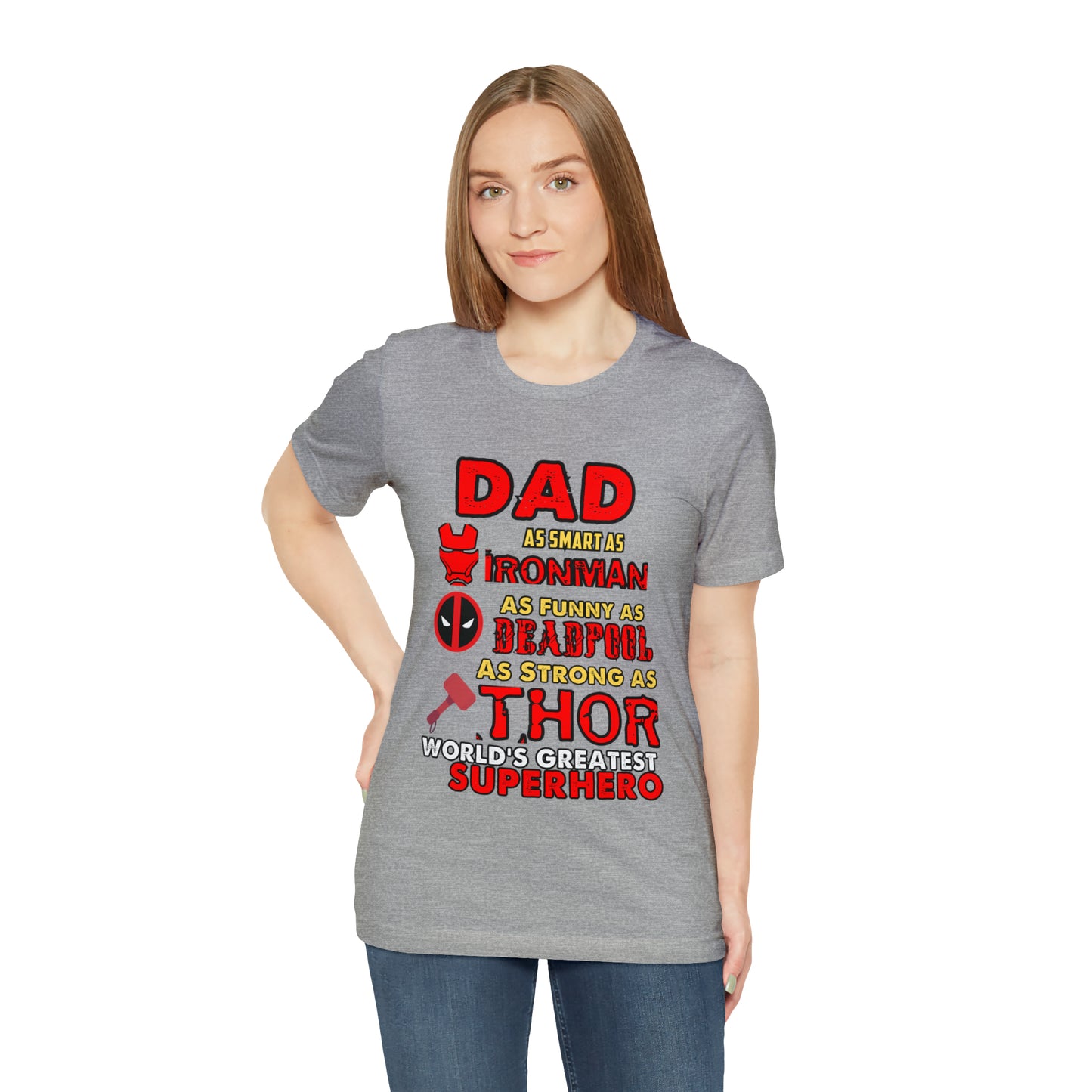 Dad World's Greatest Super Hero Unisex Jersey Short Sleeve Tee