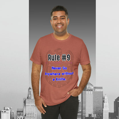 Rules of Gibbs #9 Never go anywhere without a Knife. Unisex Jersey Short Sleeve Tee