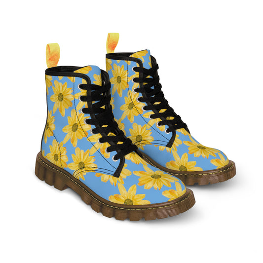 Flower Print Women's Canvas Boots