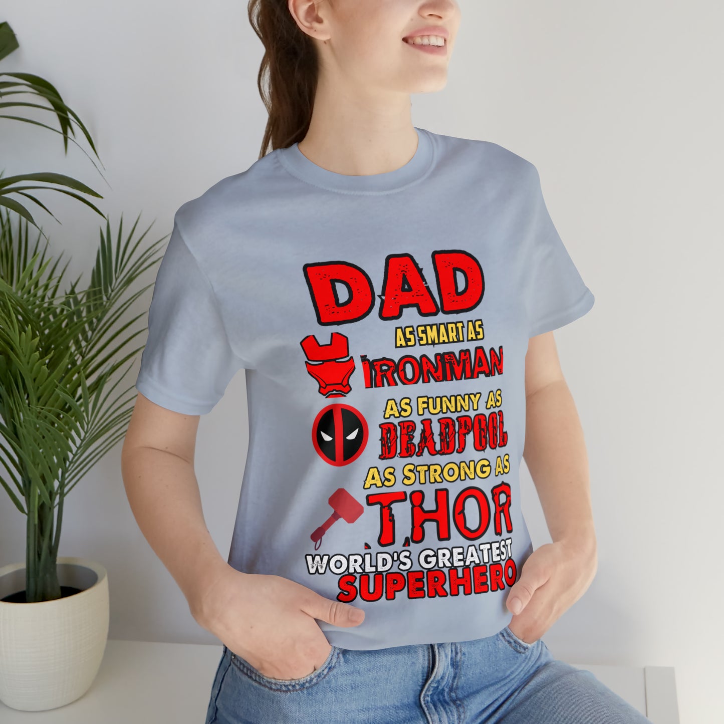 Dad World's Greatest Super Hero Unisex Jersey Short Sleeve Tee