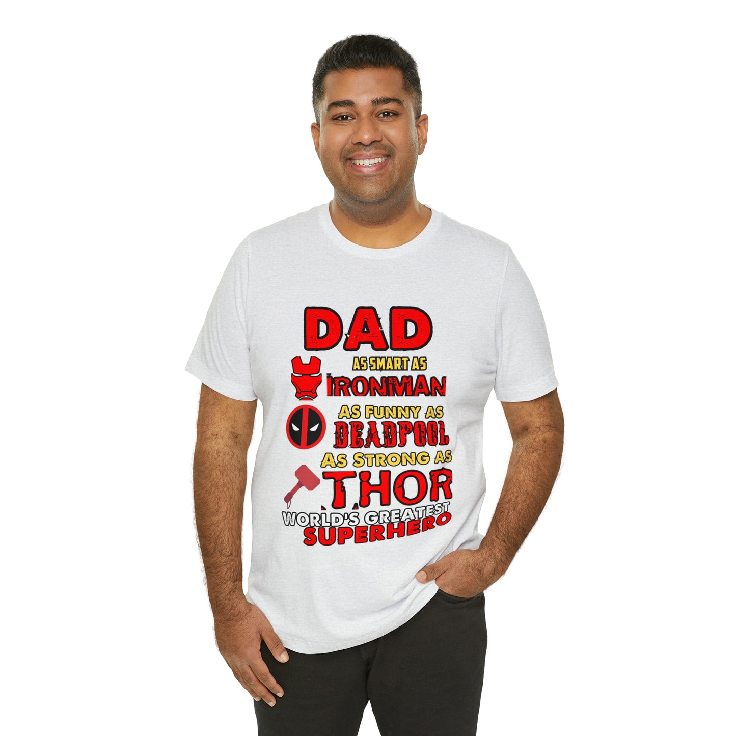 Dad World's Greatest Superhero Unisex Jersey Short Sleeve Tee