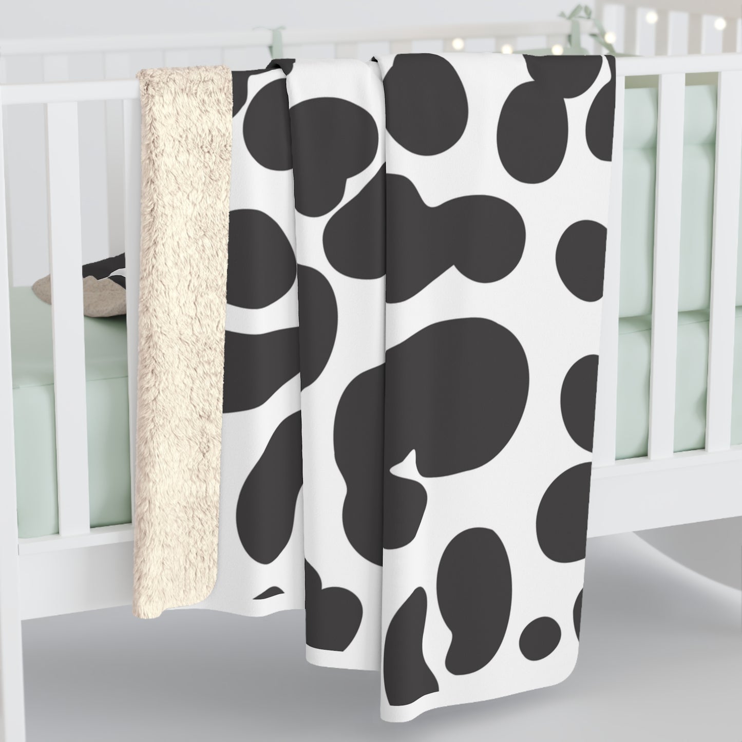 Black and White Cheetah Sherpa Fleece Blanket