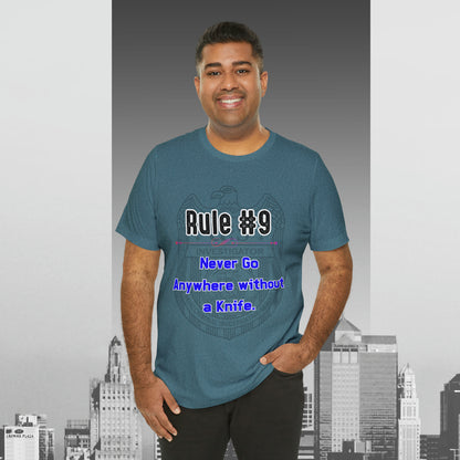 Rules of Gibbs #9 Never go anywhere without a Knife. Unisex Jersey Short Sleeve Tee