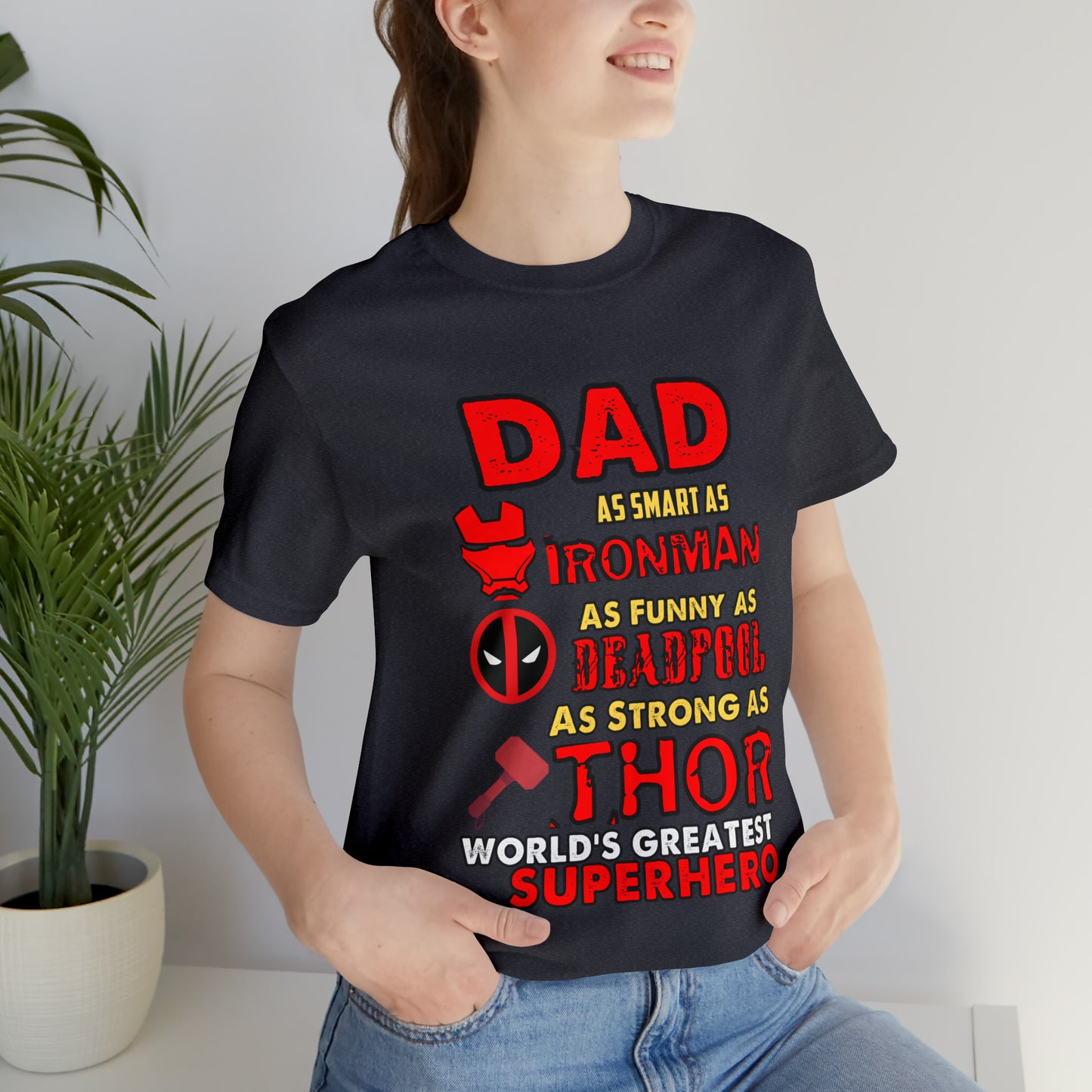 Dad World's Greatest Super Hero Unisex Jersey Short Sleeve Tee