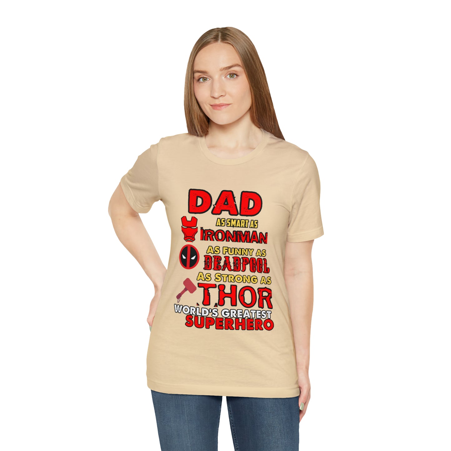 Dad World's Greatest Superhero Unisex Jersey Short Sleeve Tee