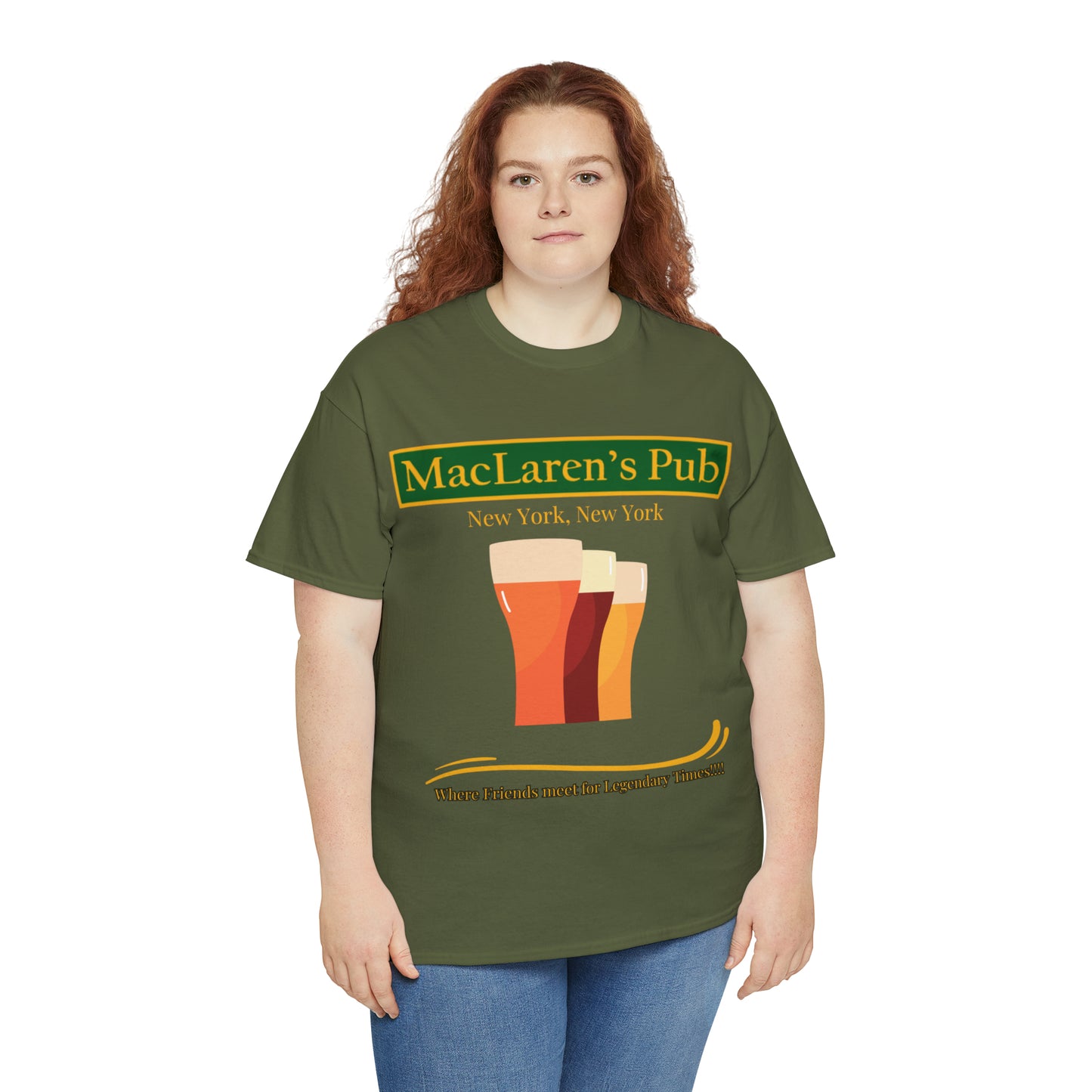 MacLaren's Pub Where Friends meet for Legendary Times!!!! Unisex Heavy Cotton Tee