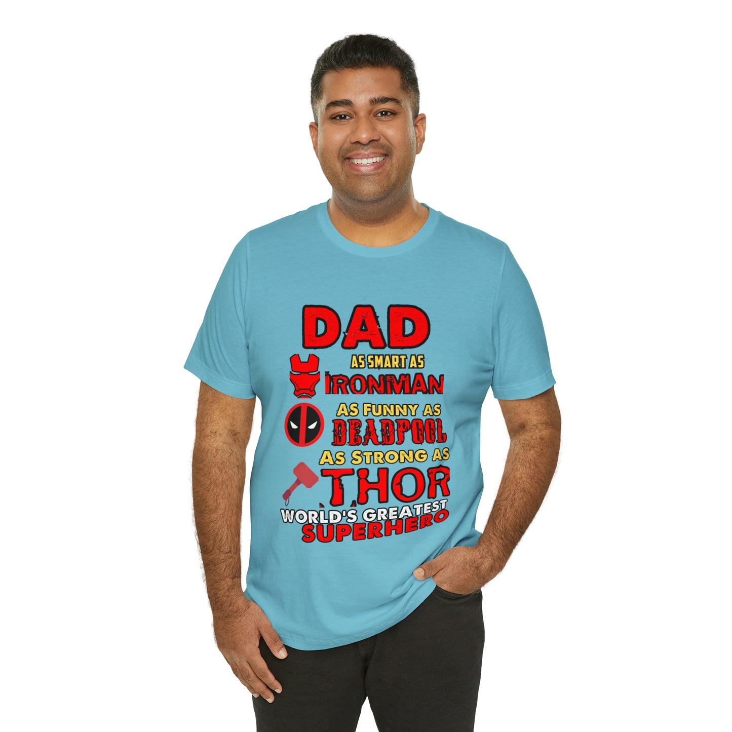 Dad World's Greatest Super Hero Unisex Jersey Short Sleeve Tee