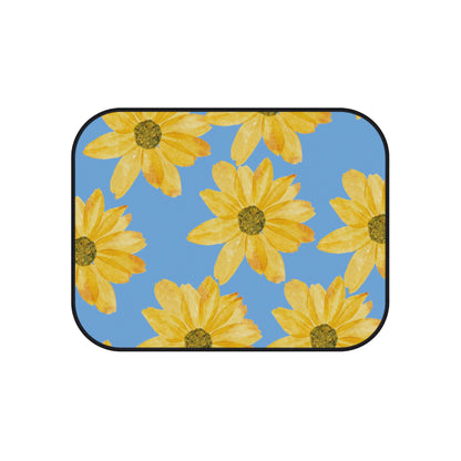 Flowers on a Blue Background Car Mats (Set of 4)