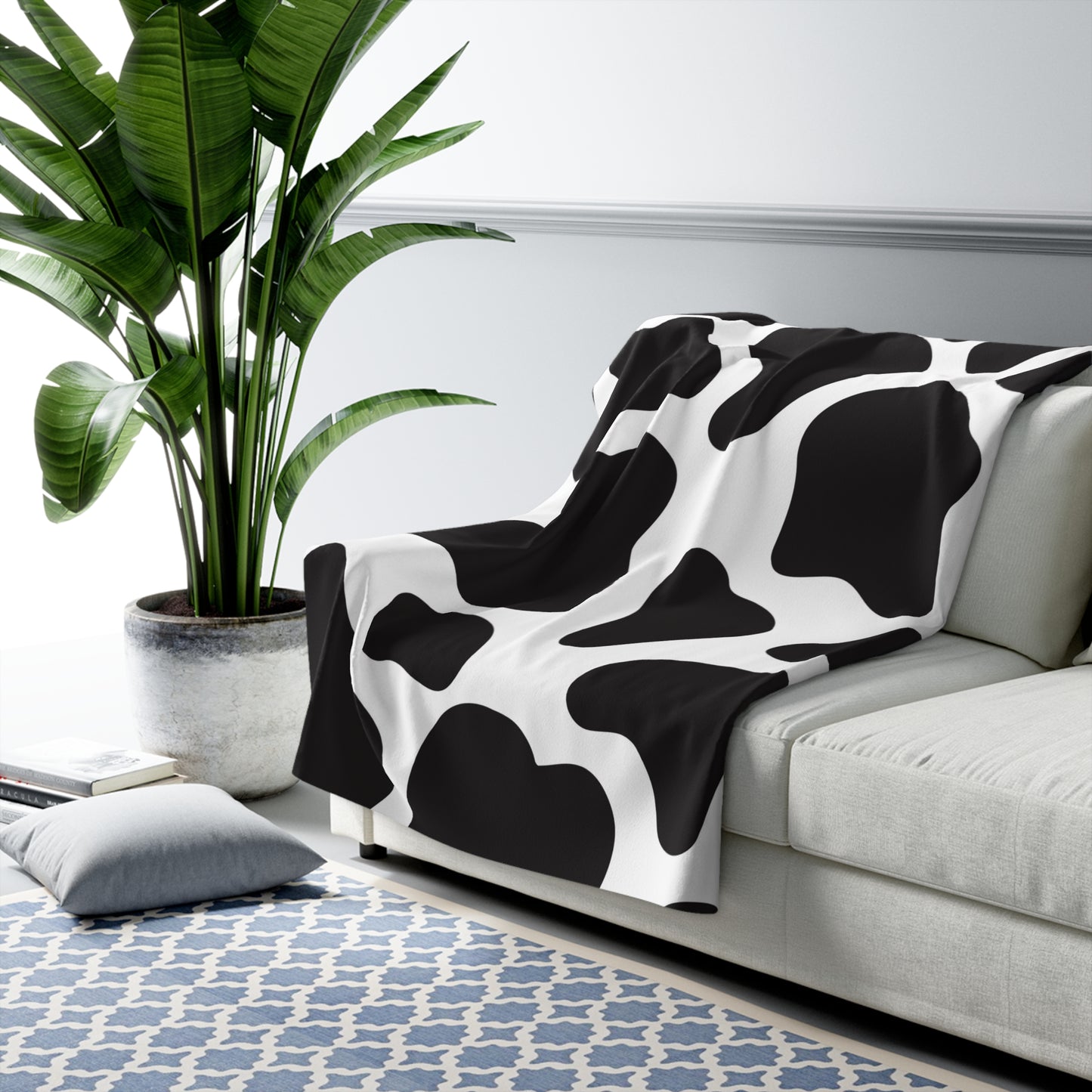 Cow with Black Spots Print Sherpa Fleece Blanket