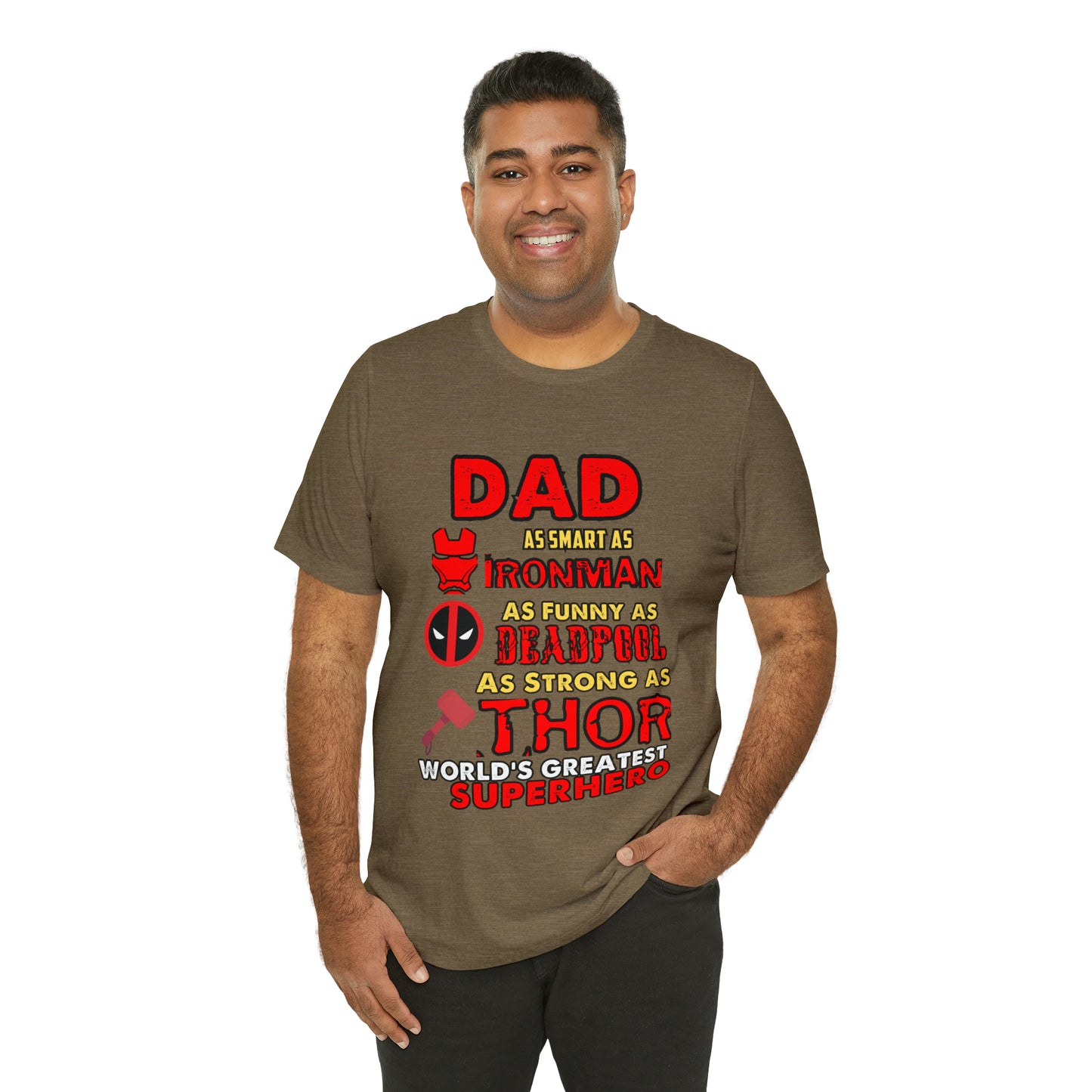 Dad World's Greatest Superhero Unisex Jersey Short Sleeve Tee