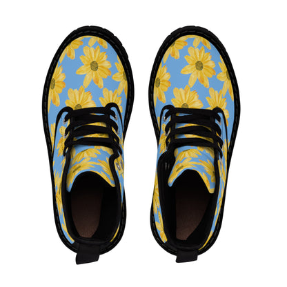 Flower Print Women's Canvas Boots