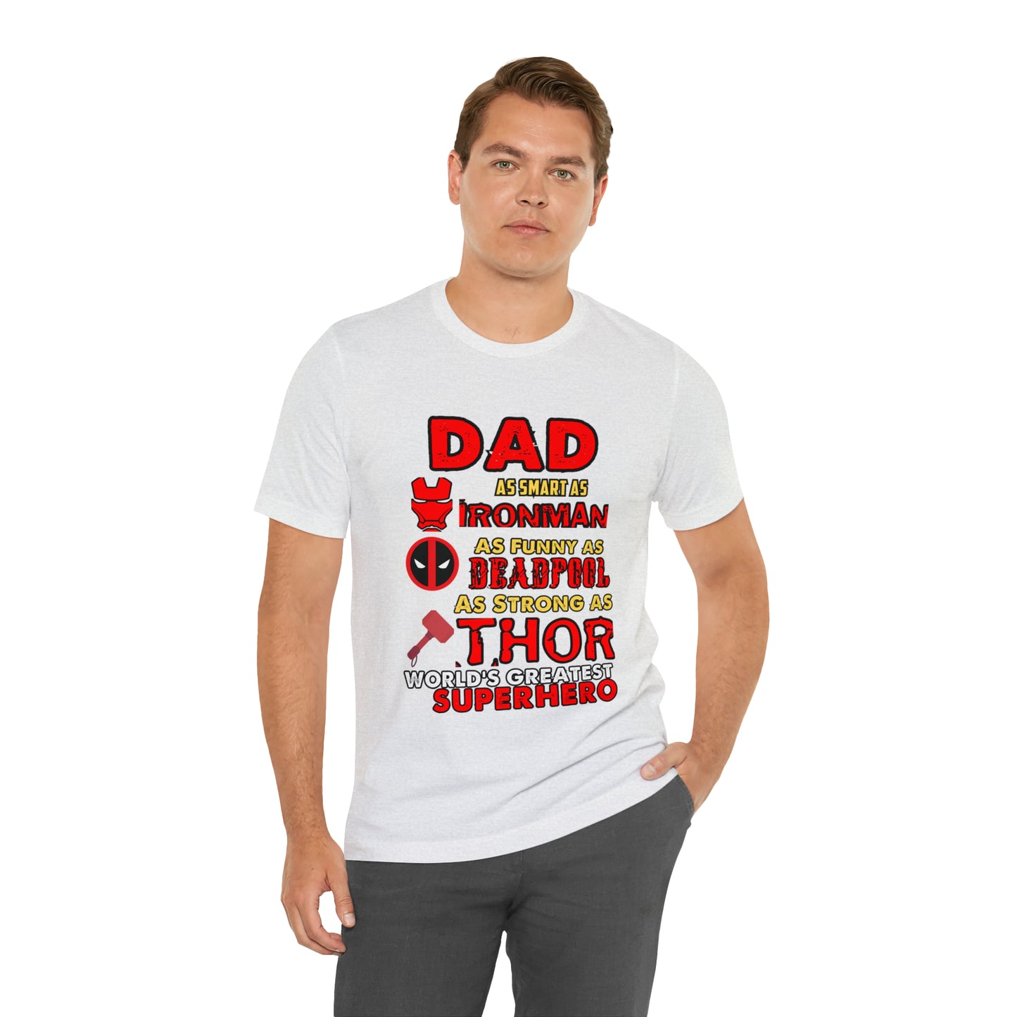 Dad World's Greatest Superhero Unisex Jersey Short Sleeve Tee