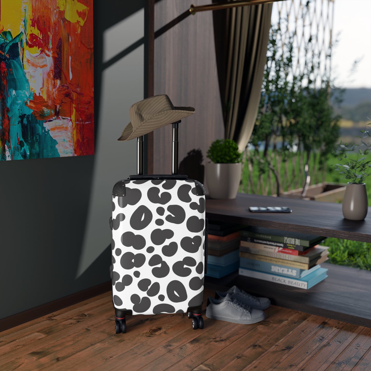 Black and White Cheetah Print Suitcase