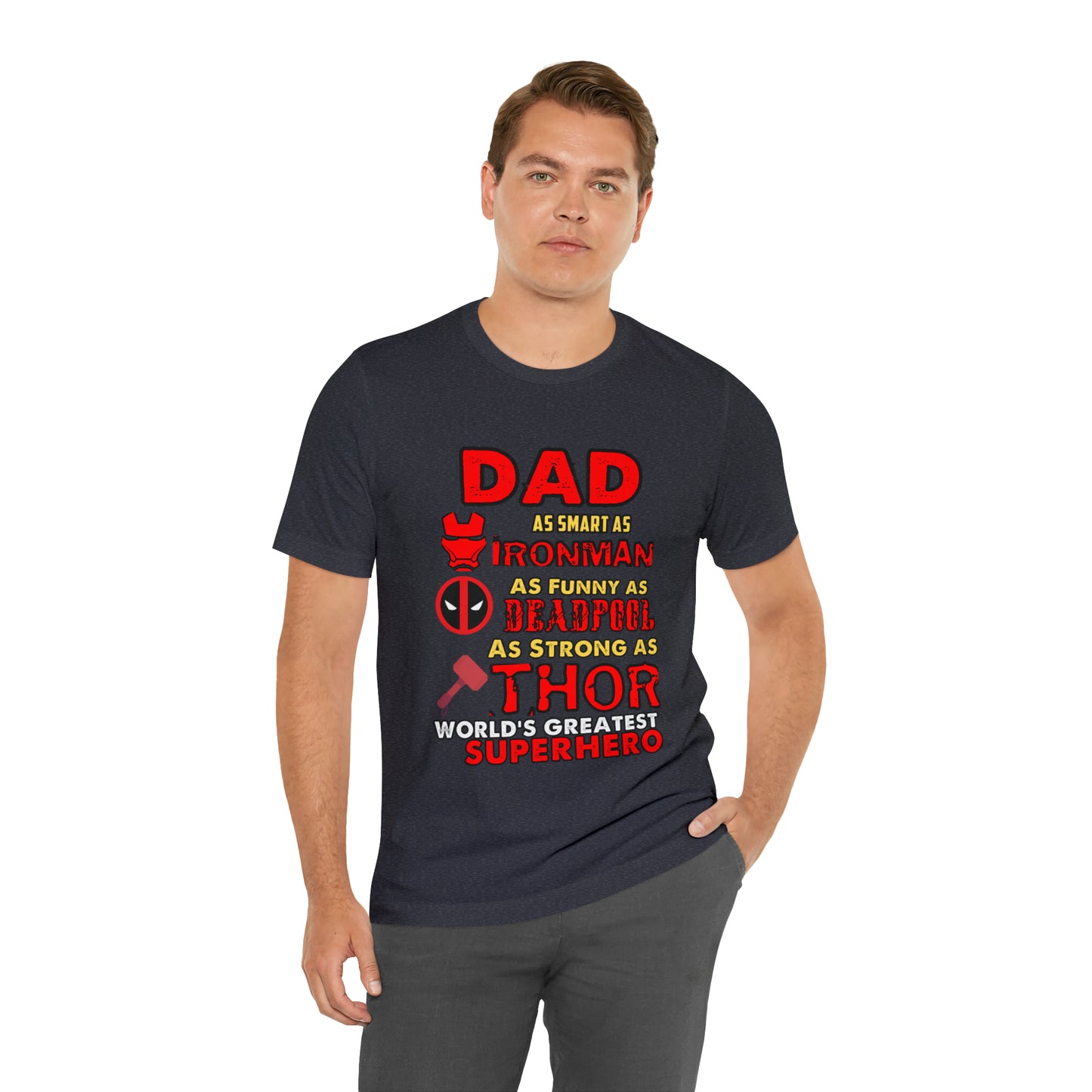 Dad World's Greatest Super Hero Unisex Jersey Short Sleeve Tee