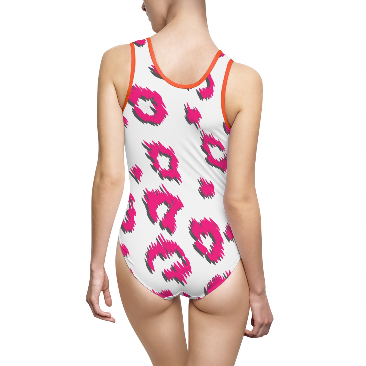 Pink Leopard Print Women's Classic One-Piece Swimsuit (AOP)