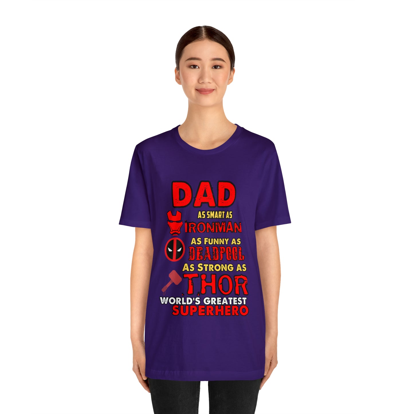 Dad World's Greatest Super Hero Unisex Jersey Short Sleeve Tee