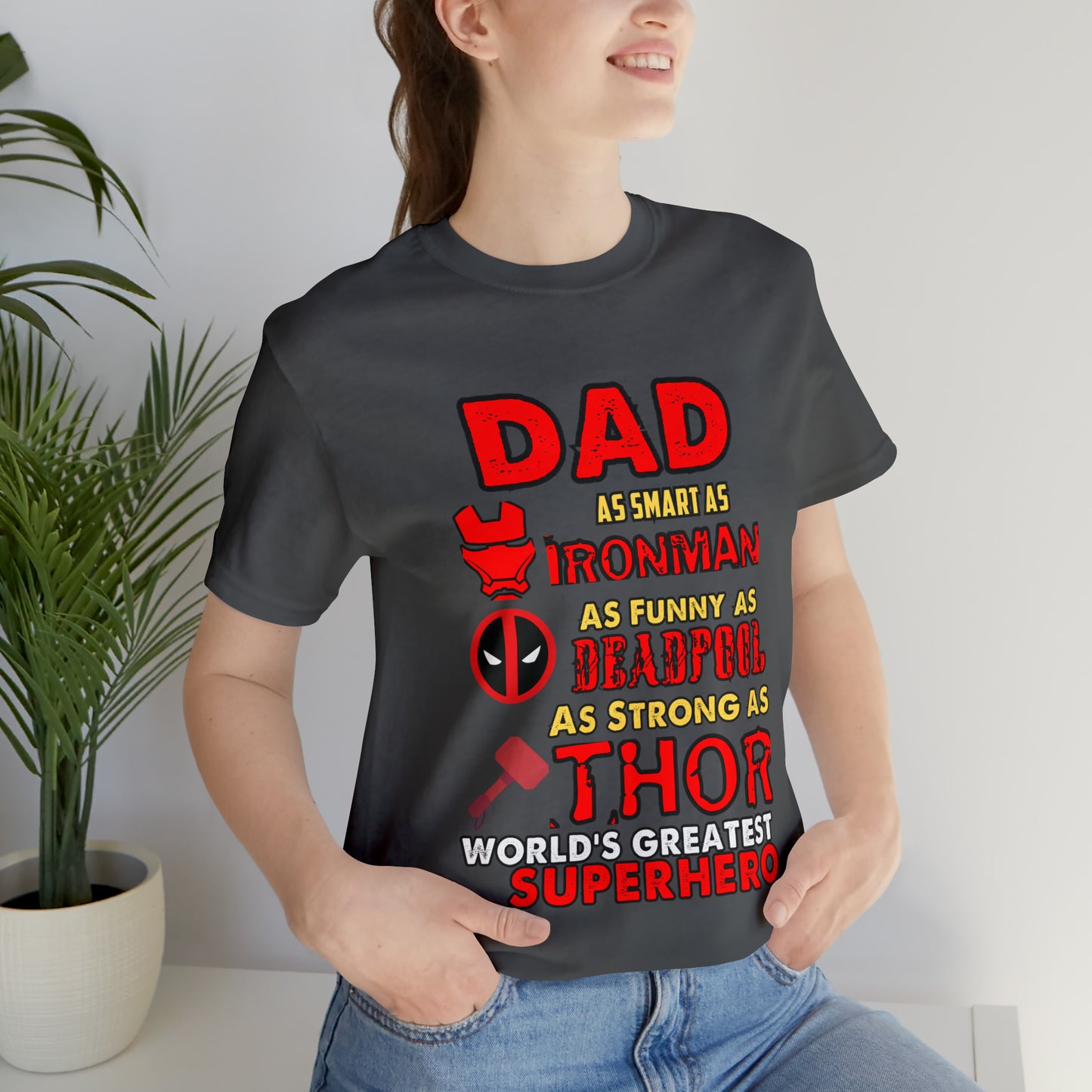 Dad World's Greatest Super Hero Unisex Jersey Short Sleeve Tee