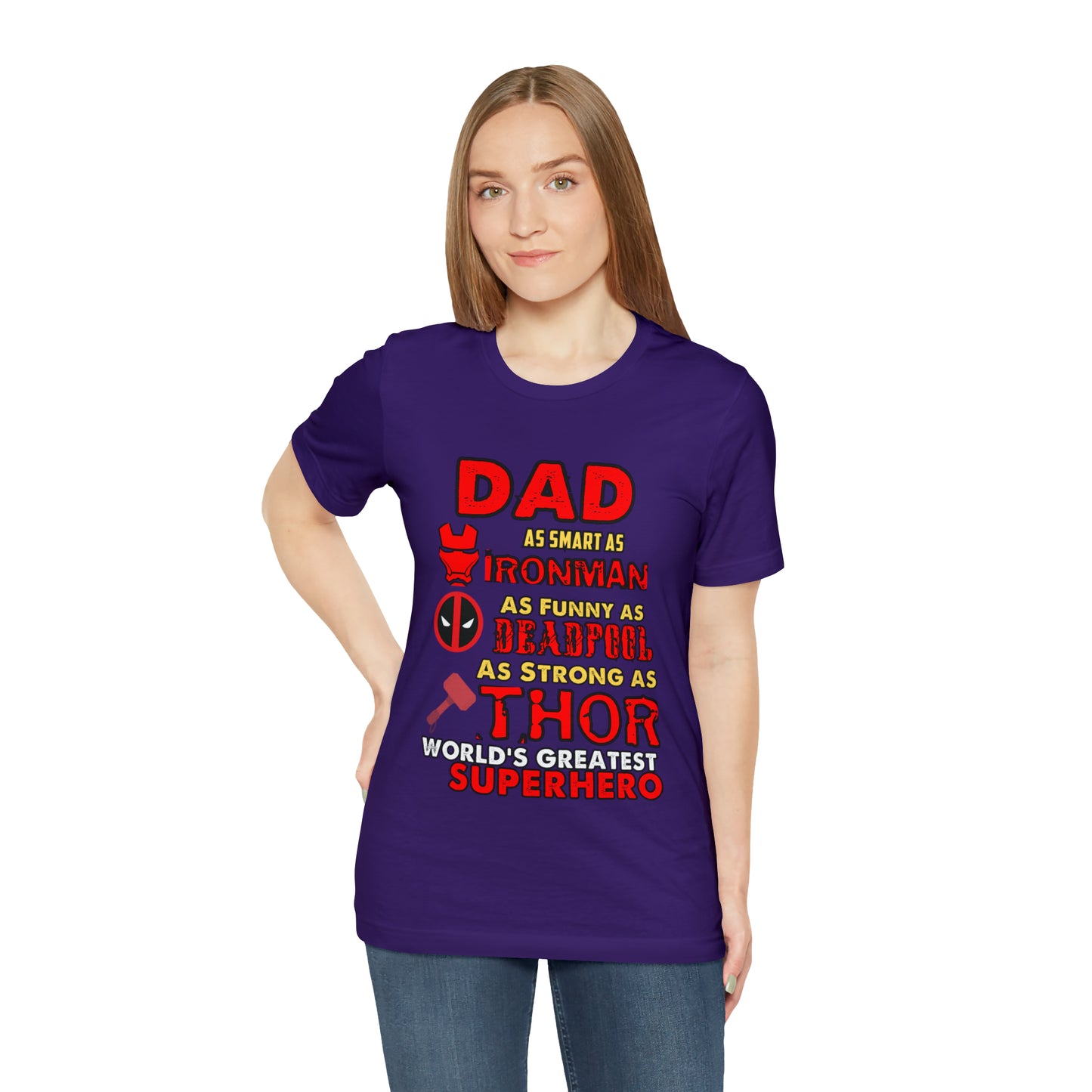 Dad World's Greatest Super Hero Unisex Jersey Short Sleeve Tee