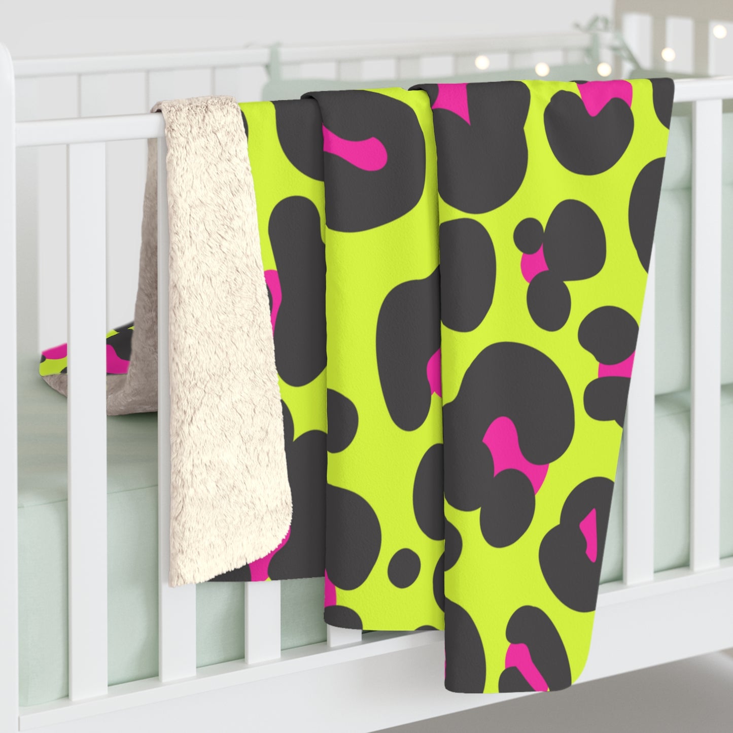 Neon Leopard Sherpa Fleece Blanket