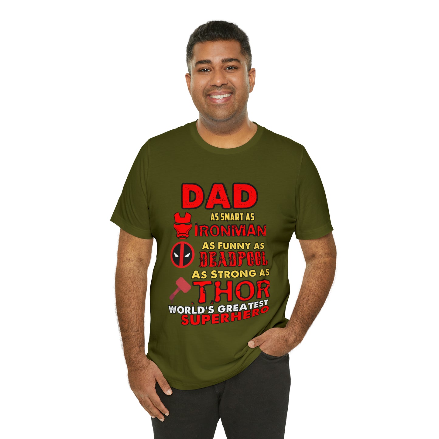 Dad World's Greatest Superhero Unisex Jersey Short Sleeve Tee