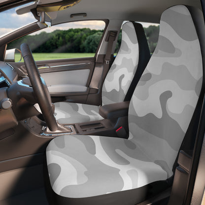 Gray Camo Polyester Car Seat Covers