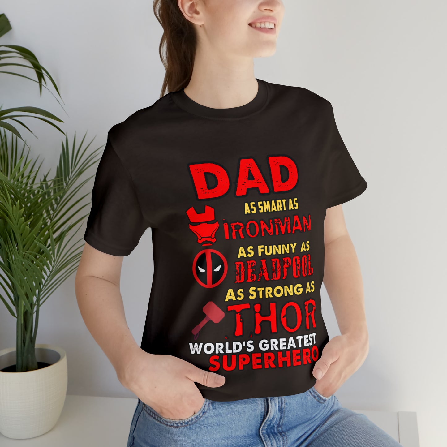 Dad World's Greatest Superhero Unisex Jersey Short Sleeve Tee