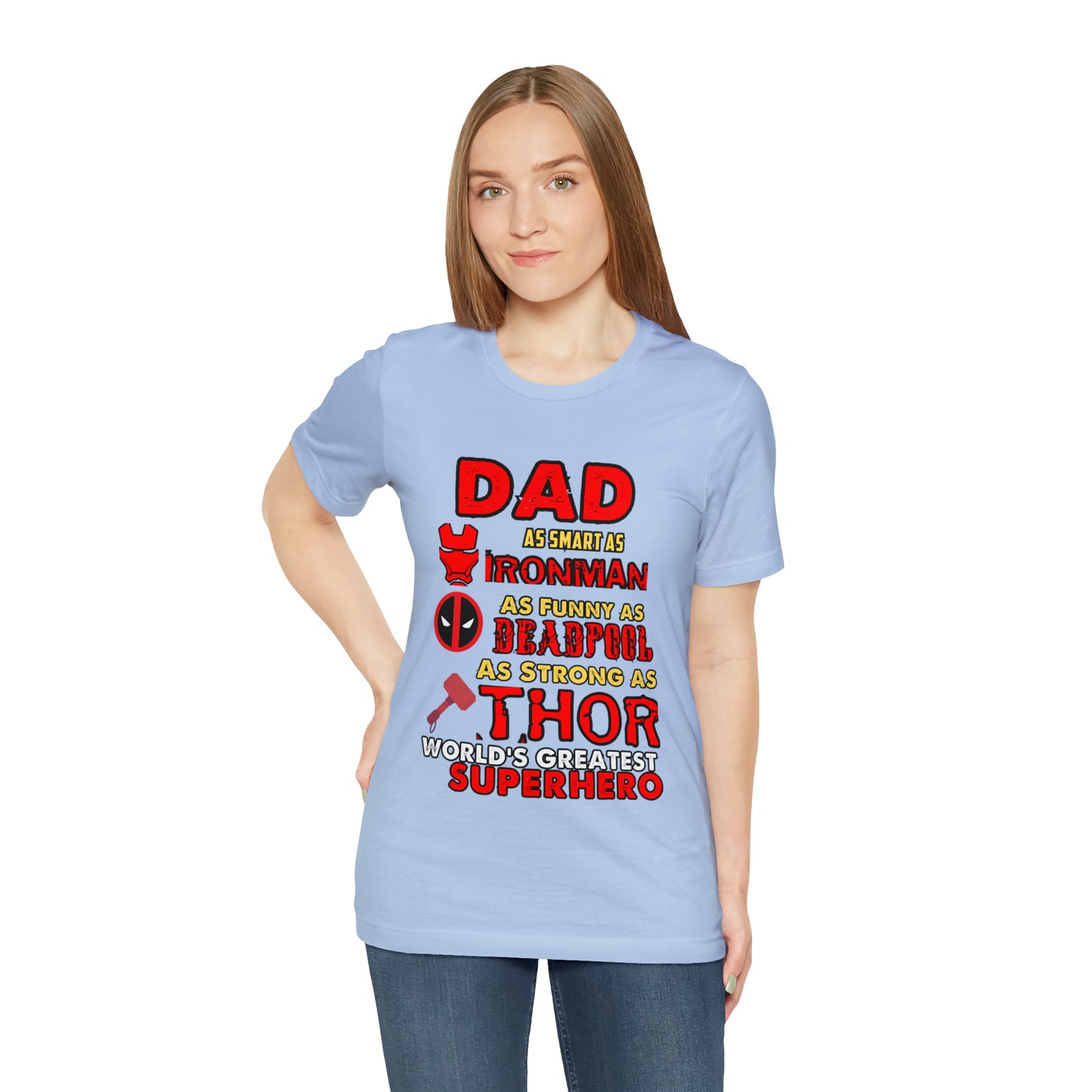 Dad World's Greatest Super Hero Unisex Jersey Short Sleeve Tee