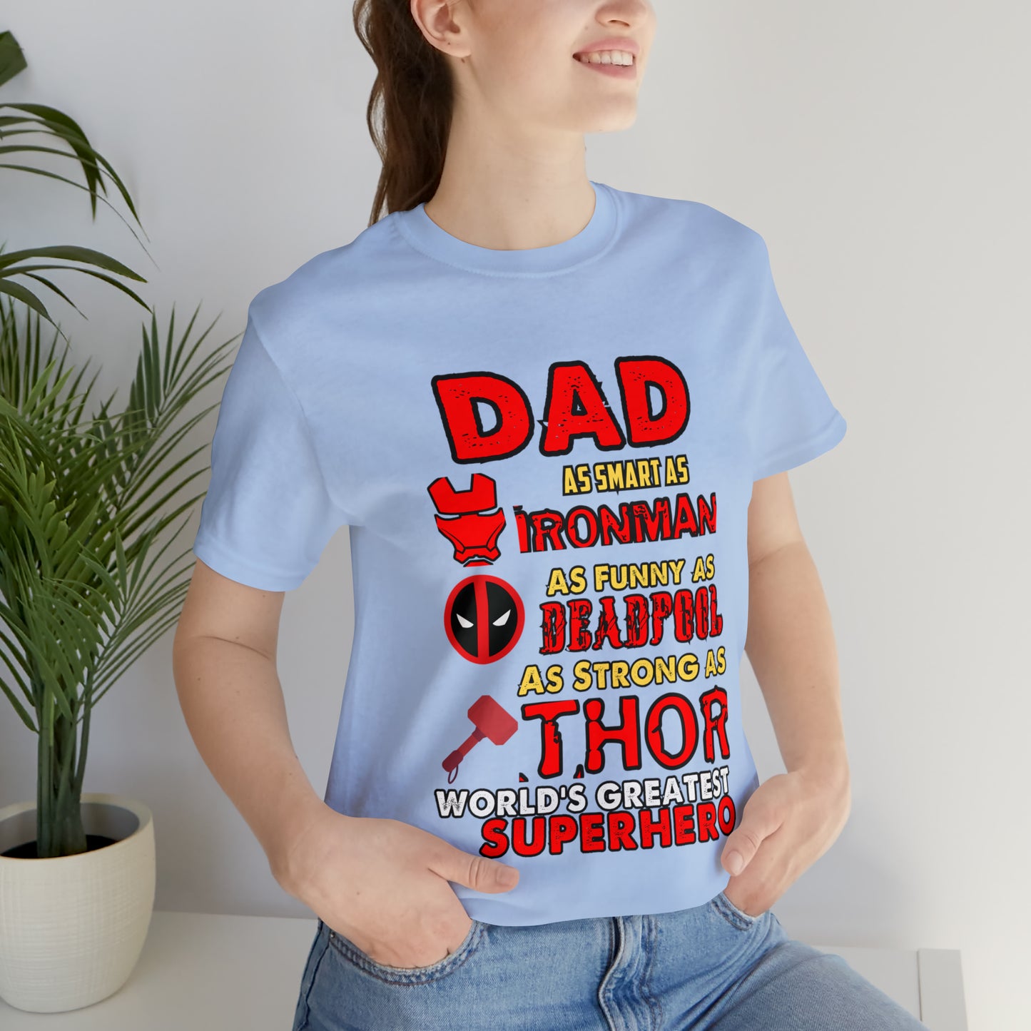 Dad World's Greatest Super Hero Unisex Jersey Short Sleeve Tee