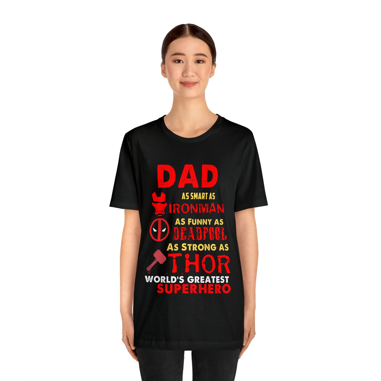 Dad World's Greatest Superhero Unisex Jersey Short Sleeve Tee