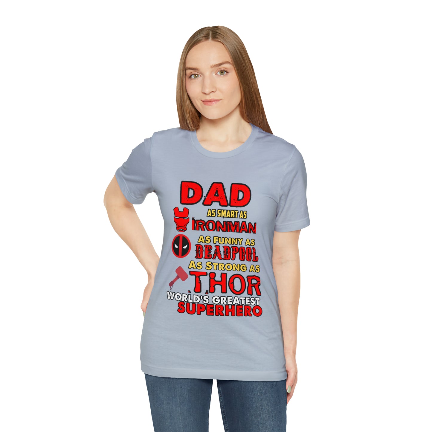 Dad World's Greatest Super Hero Unisex Jersey Short Sleeve Tee