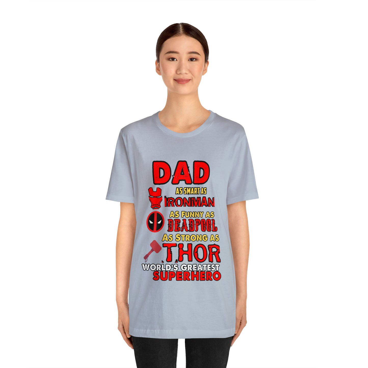 Dad World's Greatest Super Hero Unisex Jersey Short Sleeve Tee