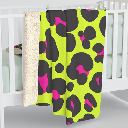 Neon Leopard Sherpa Fleece Blanket