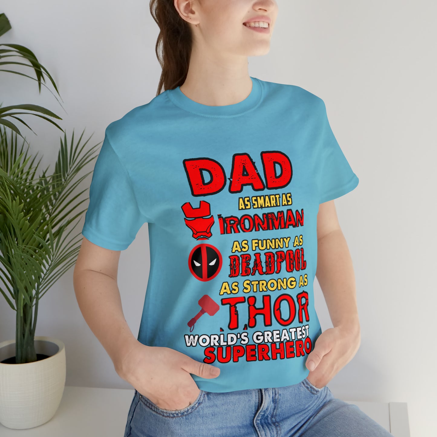 Dad World's Greatest Super Hero Unisex Jersey Short Sleeve Tee