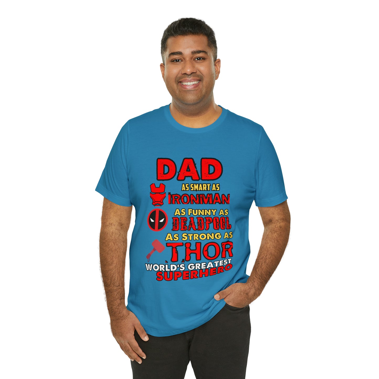 Dad World's Greatest Super Hero Unisex Jersey Short Sleeve Tee