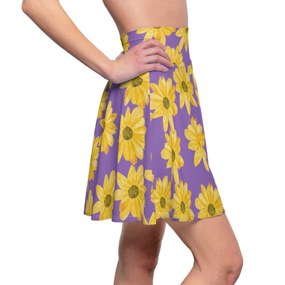 Flower Print Women's Skater Skirt (AOP)