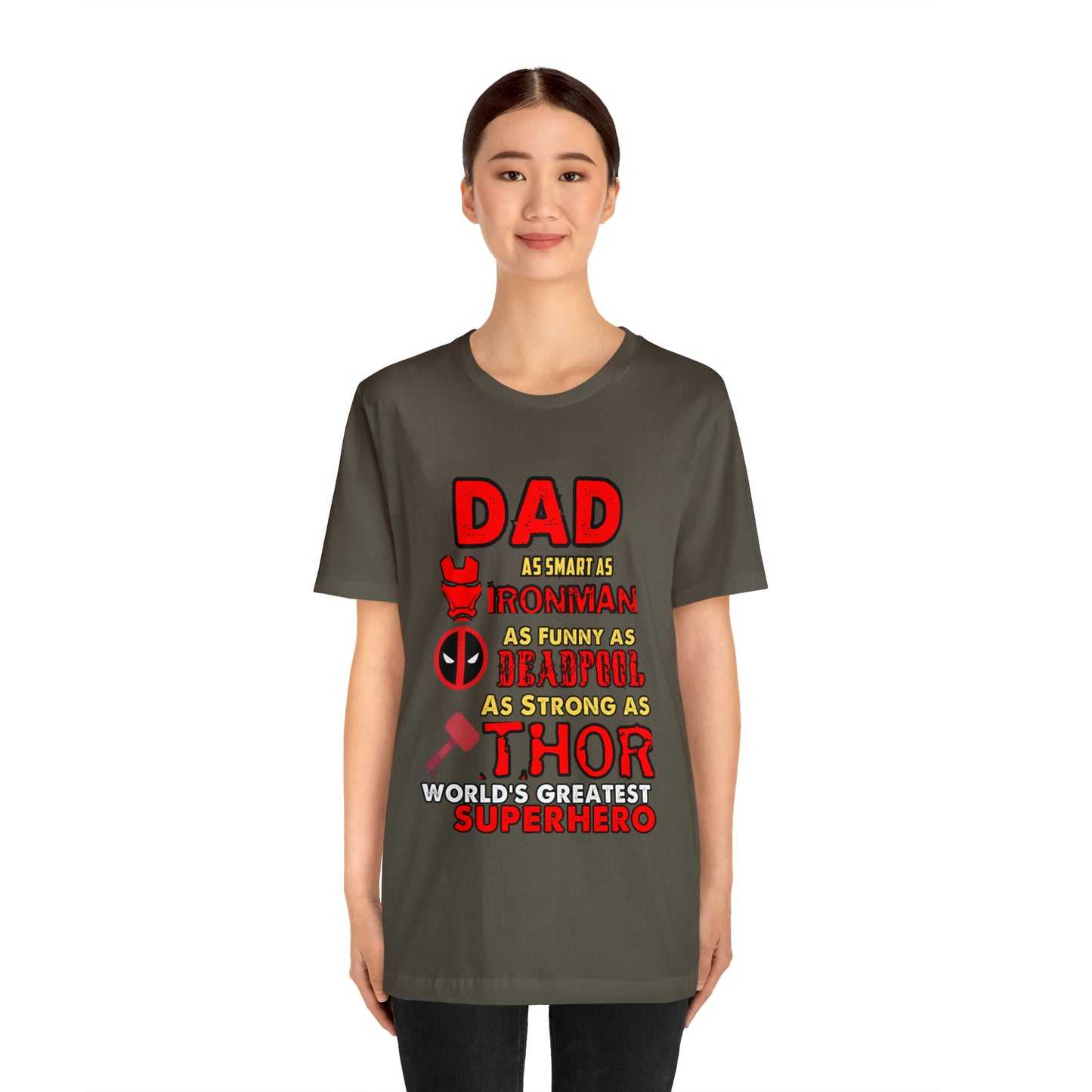 Dad World's Greatest Superhero Unisex Jersey Short Sleeve Tee