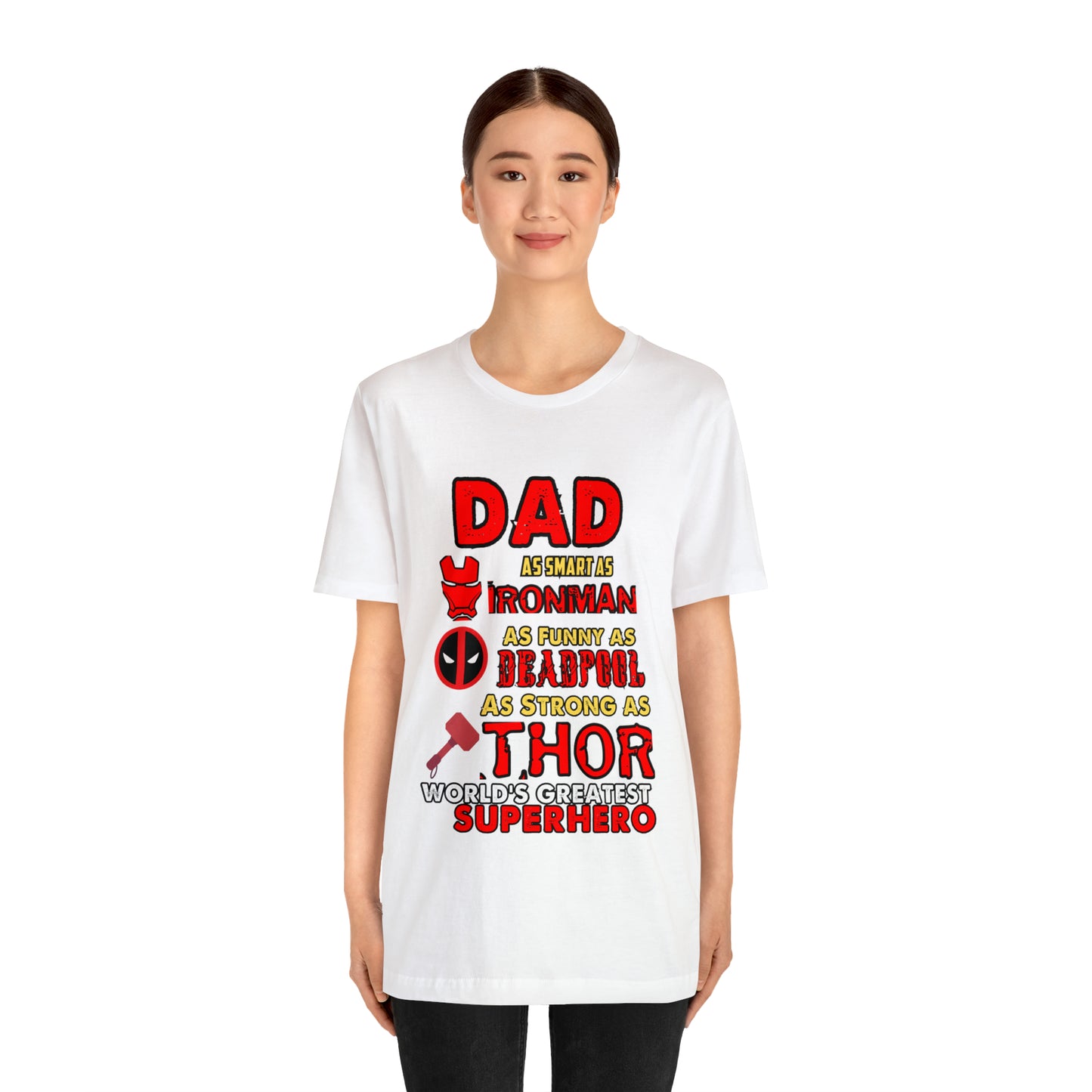 Dad World's Greatest Superhero Unisex Jersey Short Sleeve Tee