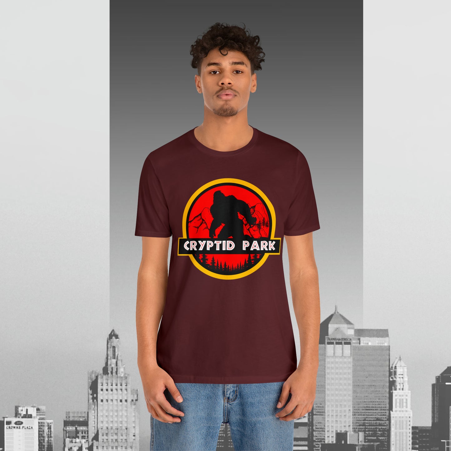 Cryptid Park Series Presents Bigfoot Unisex Jersey Short Sleeve Tee