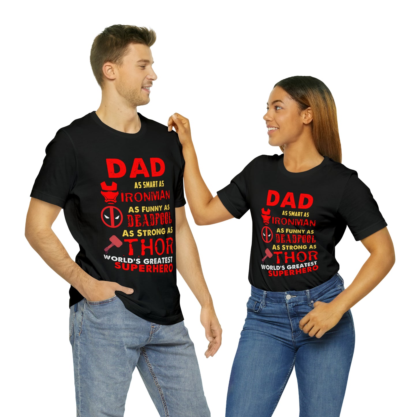 Dad World's Greatest Superhero Unisex Jersey Short Sleeve Tee