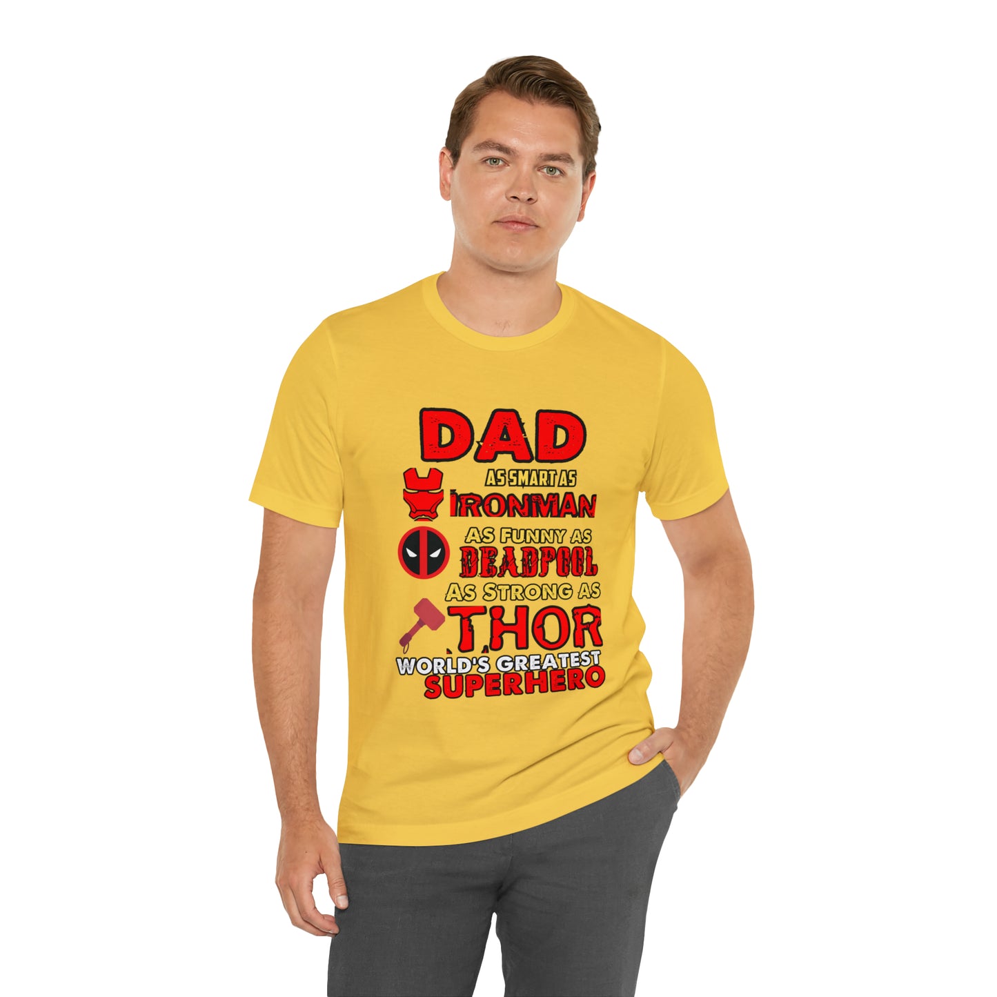 Dad World's Greatest Superhero Unisex Jersey Short Sleeve Tee