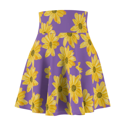 Flower Print Women's Skater Skirt (AOP)